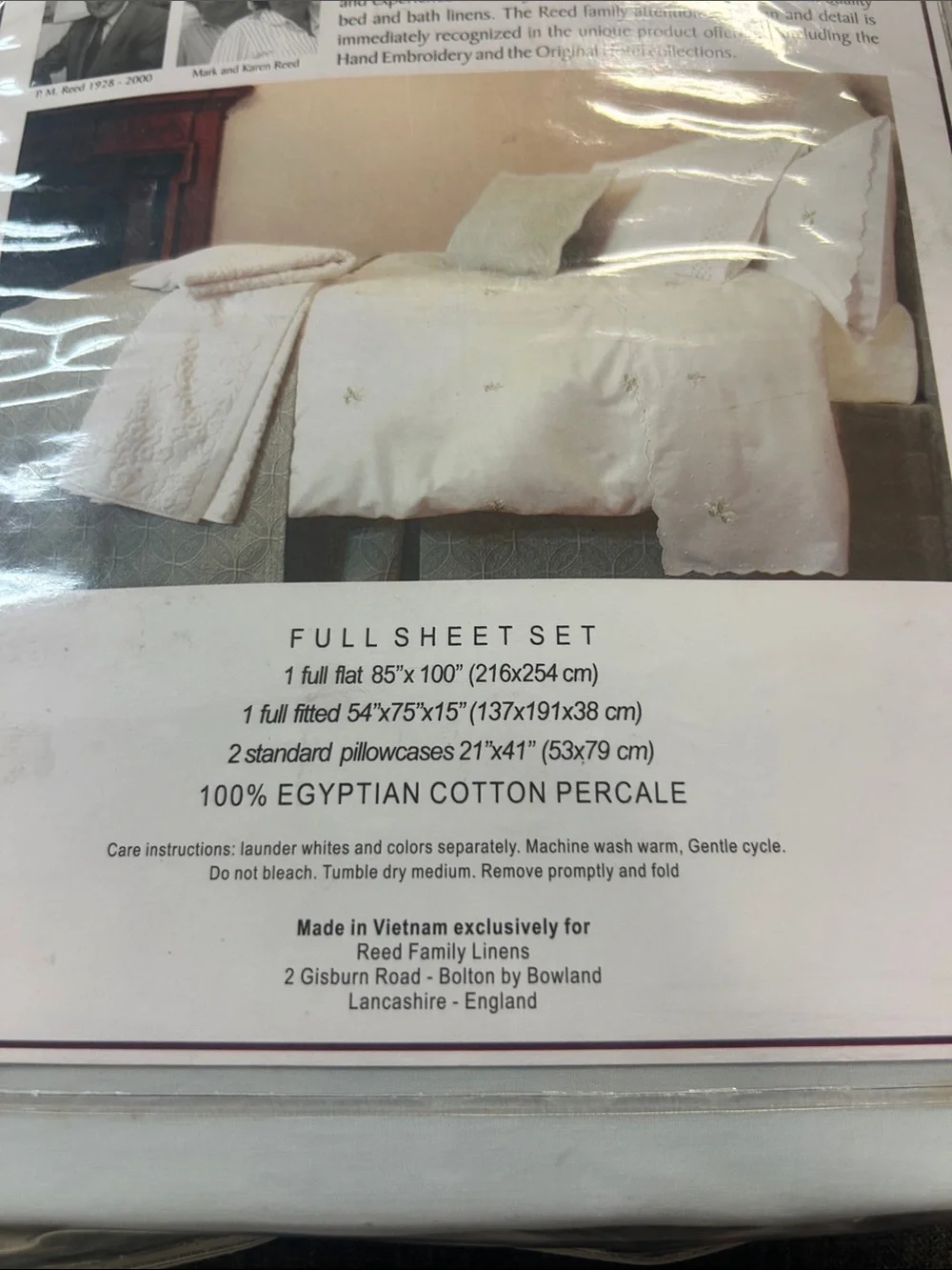 White Trellis Percale Full Sheet Set